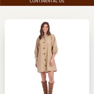 Mud Pie Tan Button-Up Trench Coat